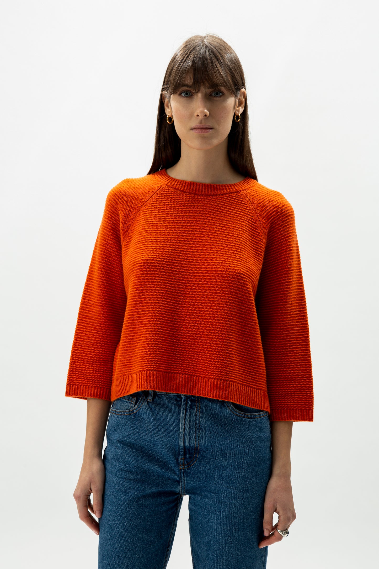 Cashmere mix cropped 3/4 sleeve pullover  - most.it.knit