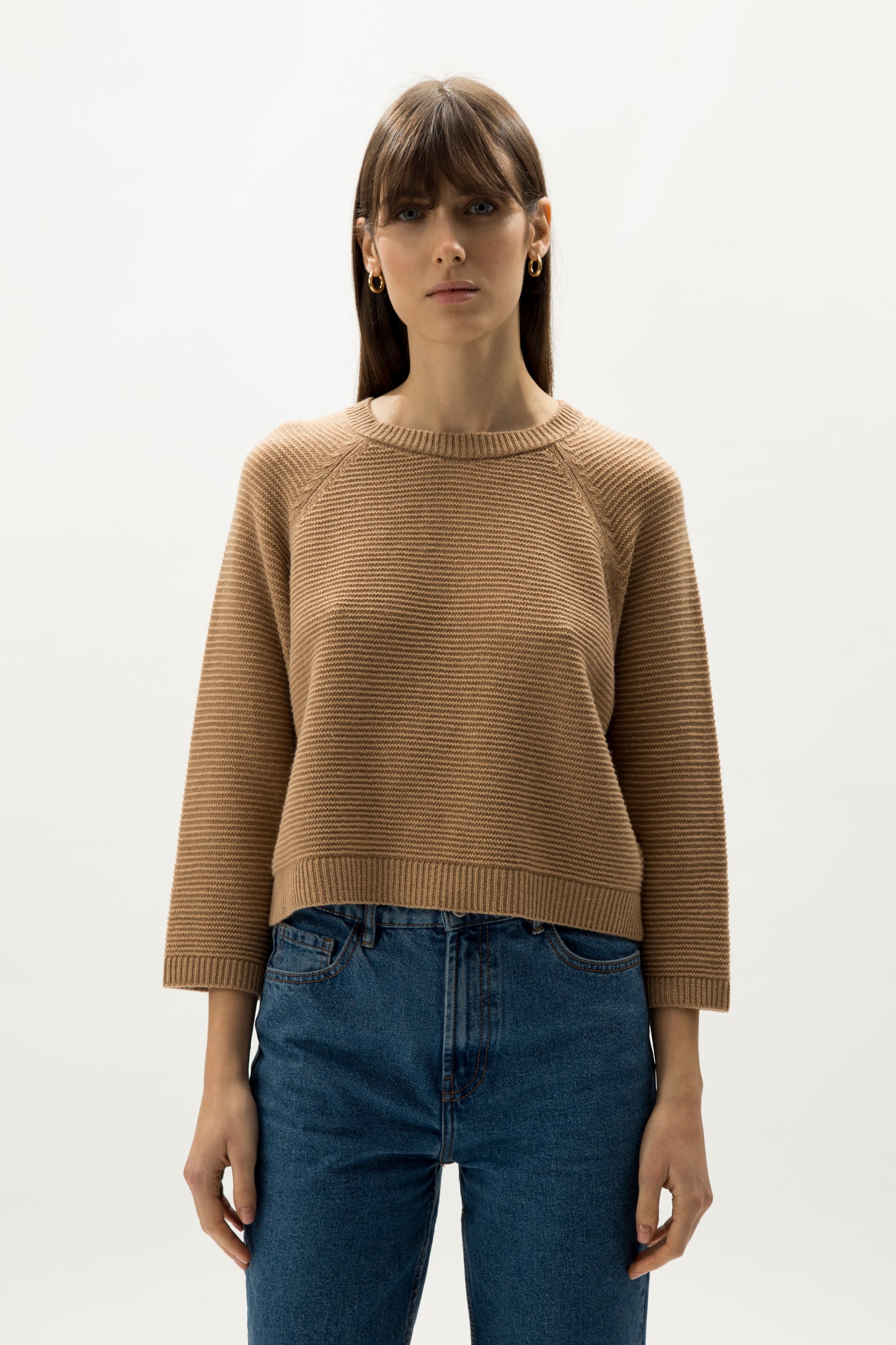 Cashmere mix cropped 3/4 sleeve pullover  - most.it.knit