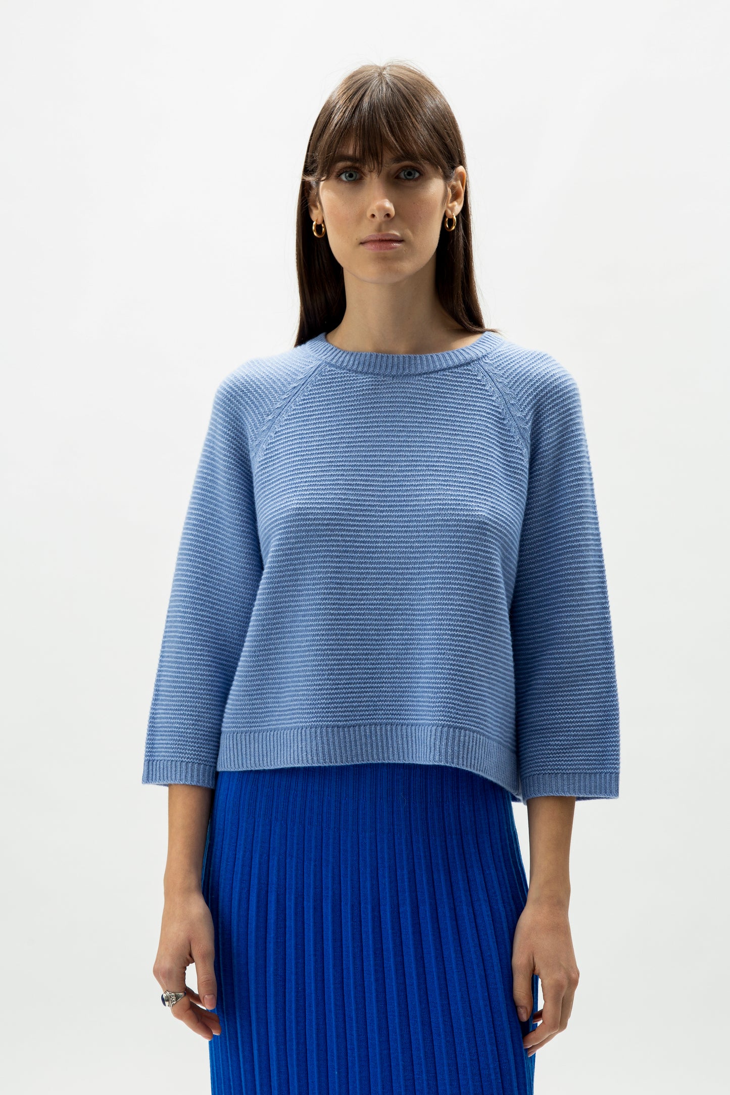 Cashmere mix cropped 3/4 sleeve pullover  - most.it.knit