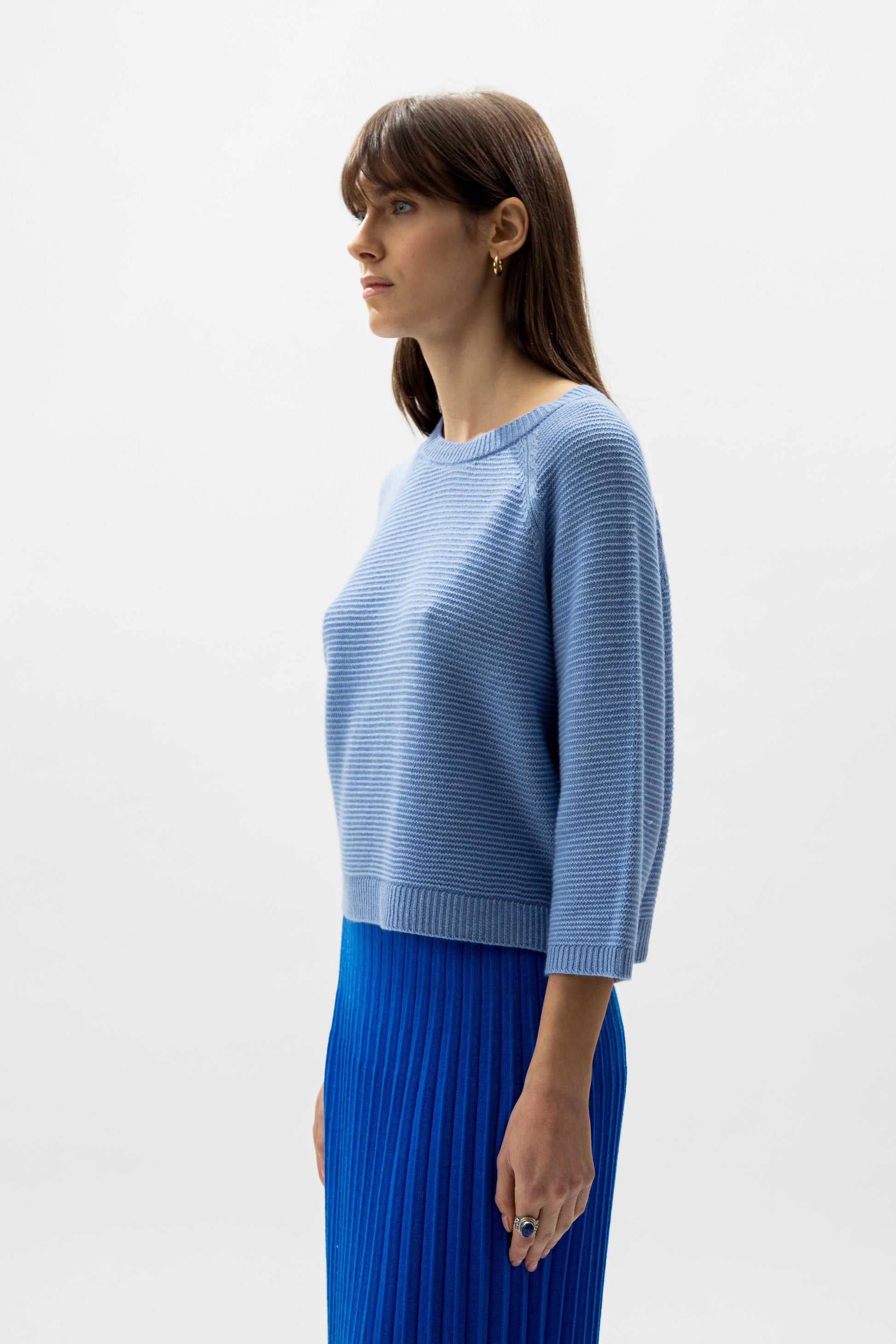 Cashmere mix cropped 3/4 sleeve pullover  - most.it.knit