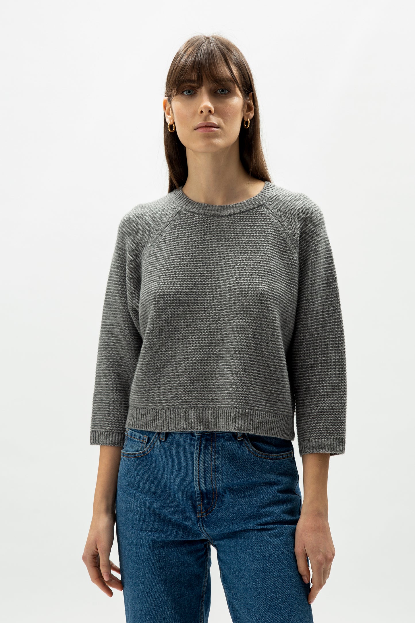 Cashmere mix cropped 3/4 sleeve pullover  - most.it.knit