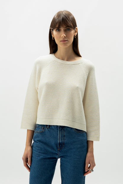 Cashmere mix cropped 3/4 sleeve pullover  - most.it.knit