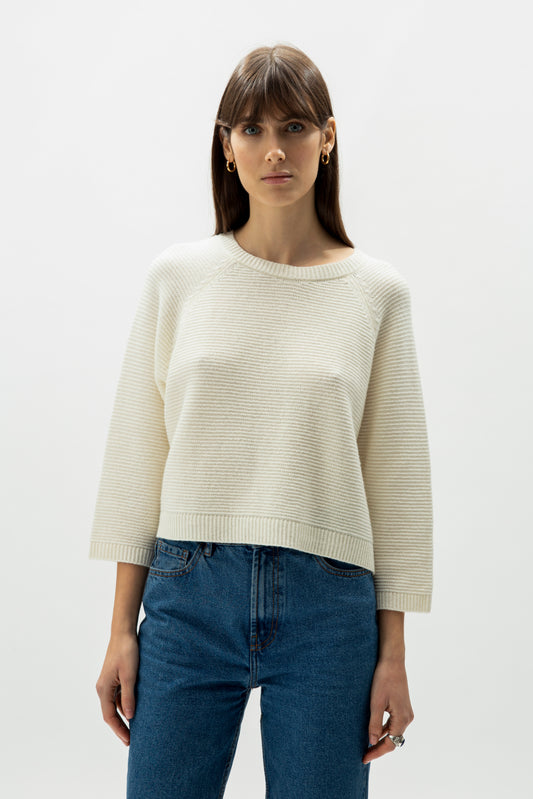 Cashmere mix cropped 3/4 sleeve pullover  - most.it.knit
