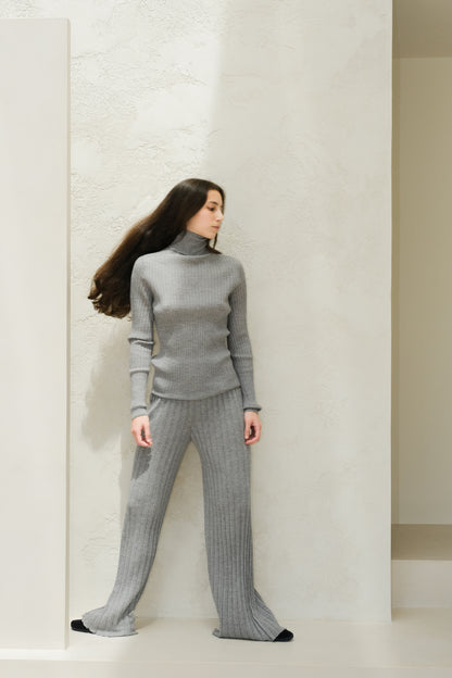 Extra Fine Merino Wool Ribbed Turtle Neck