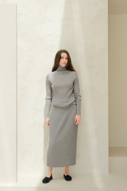 Extra Fine Merino Wool Ribbed Turtle Neck