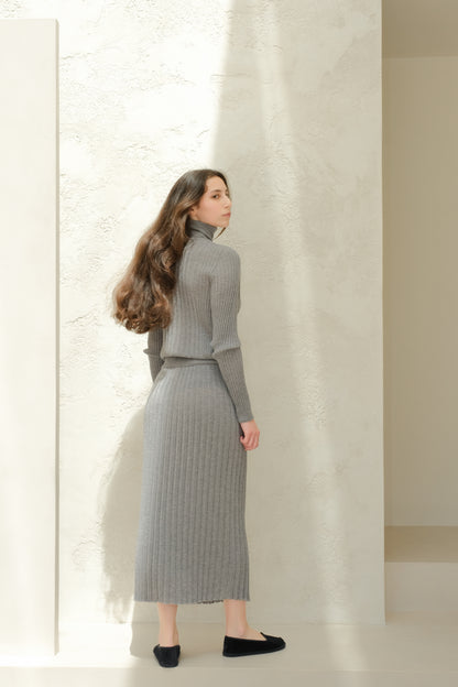 Extra Fine Merino Wool Ribbed Turtle Neck