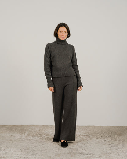 Cashmere Mix Roll-Up Cuff Turtleneck Sweater