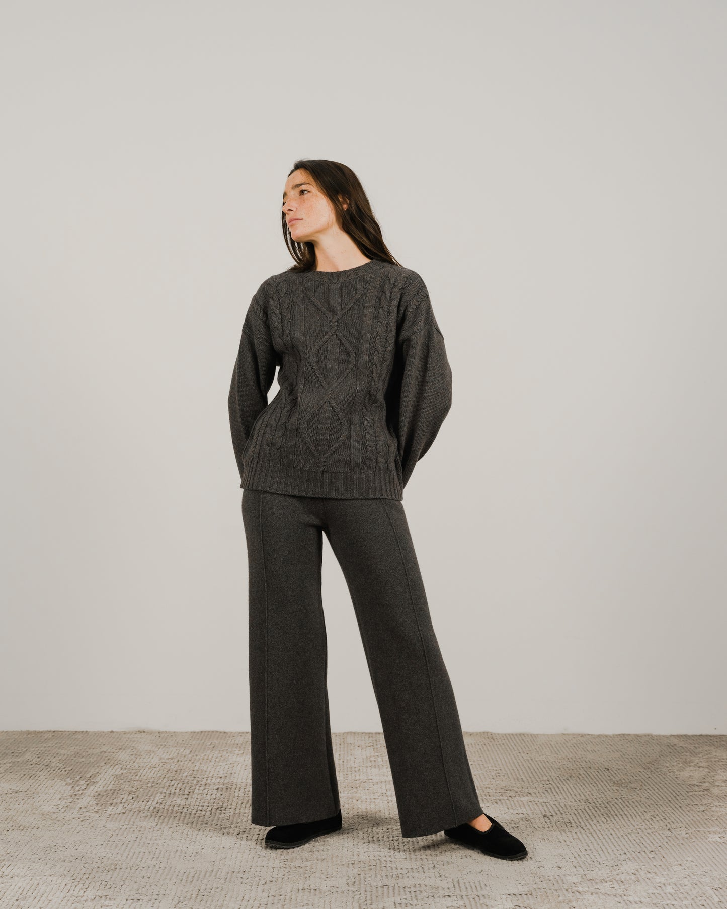 Cashmere Mix Wide Legged Trousers