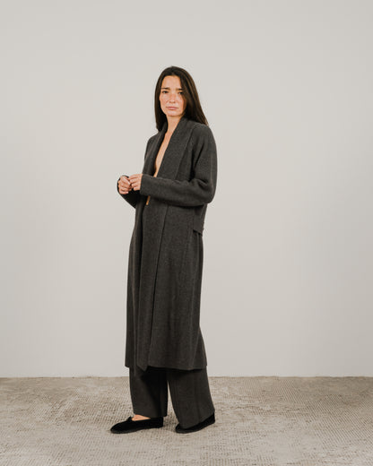 Cashmere Mix Shawl-Collar Maxi Cardigan