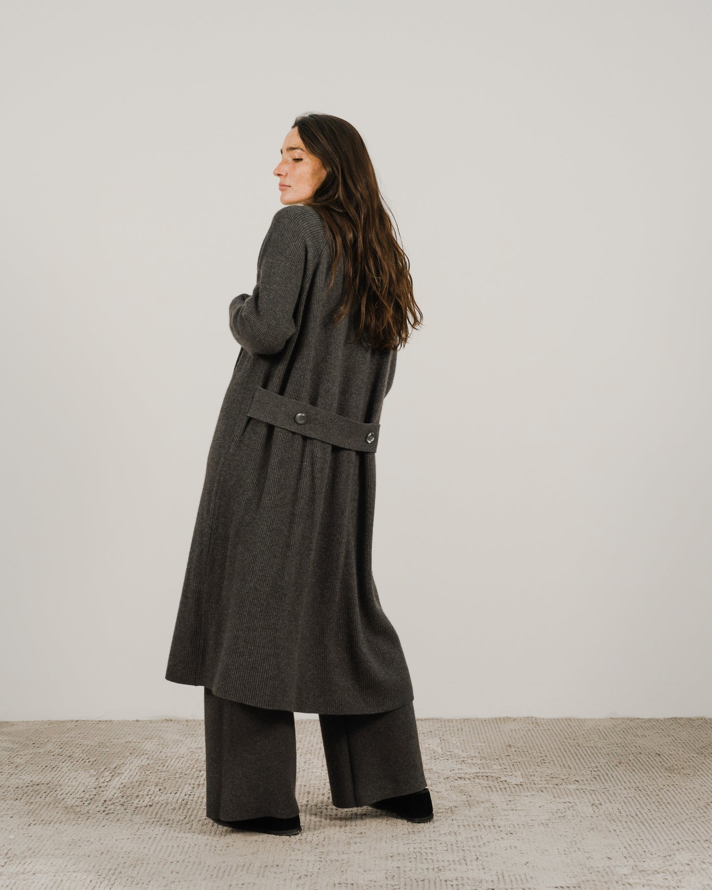 Cashmere Mix Shawl-Collar Maxi Cardigan