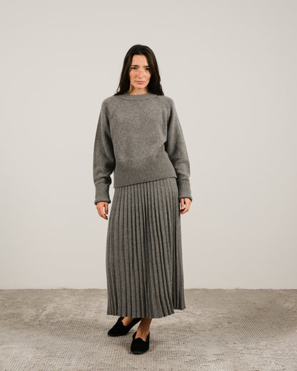 Cashmere Mix Roll-Up Cuff Crewneck Sweater