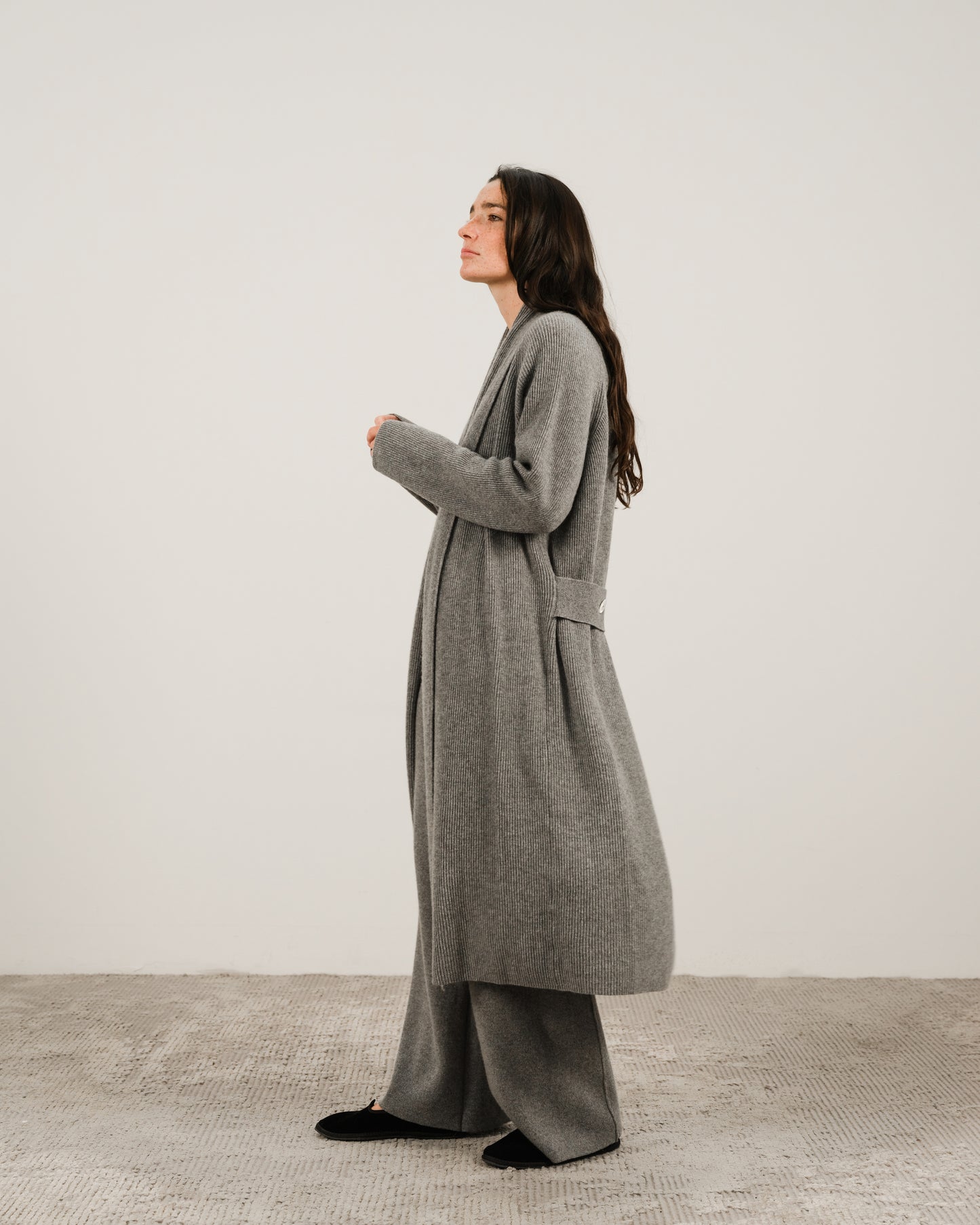 Cashmere Mix Shawl-Collar Maxi Cardigan