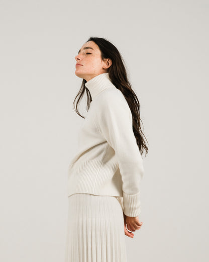 Cashmere Mix Roll-Up Cuff Turtleneck Sweater