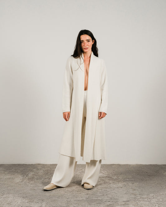 Cashmere Mix Shawl-Collar Maxi Ribbed Cardigan