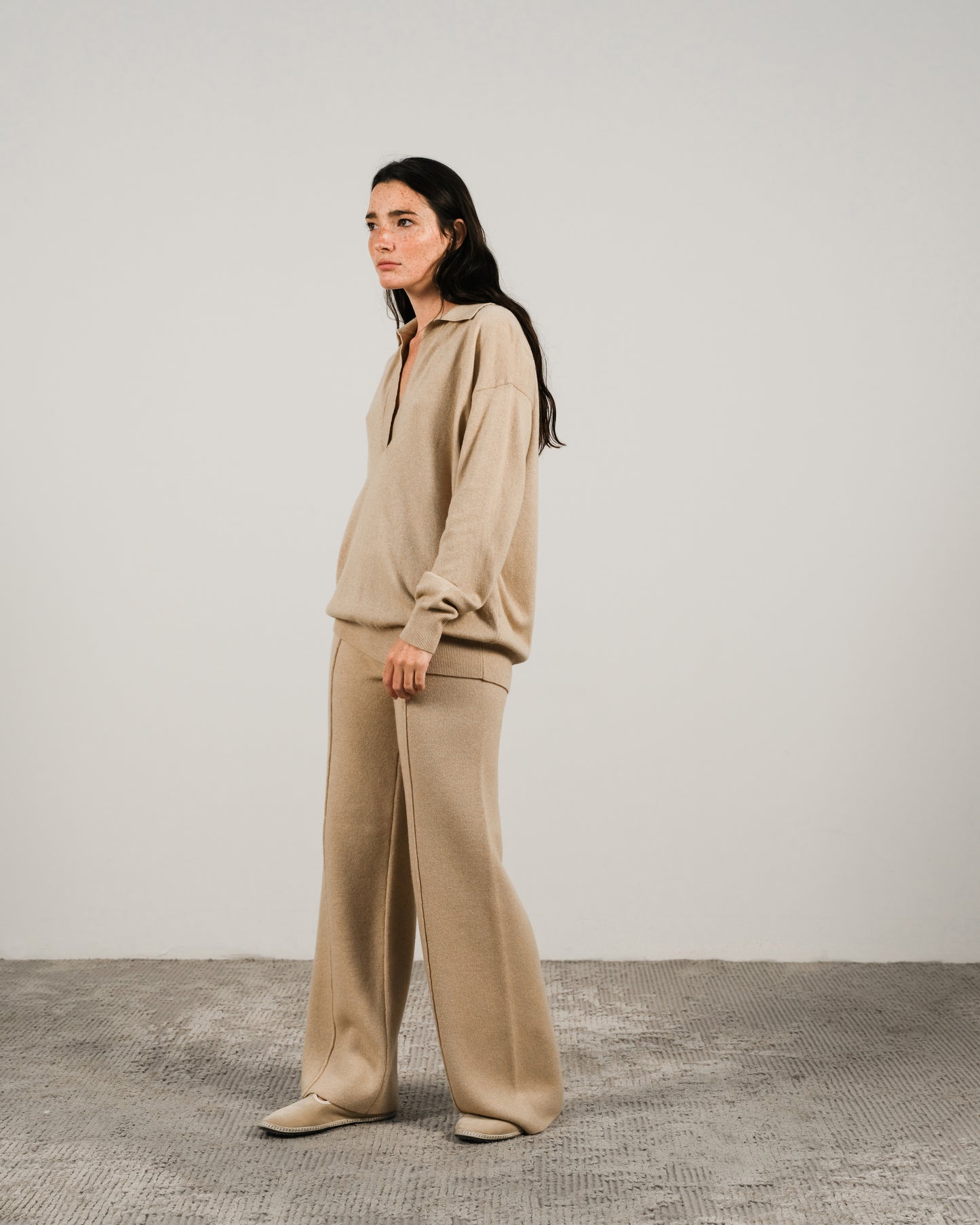 Cashmere Mix Wide Legged Trousers