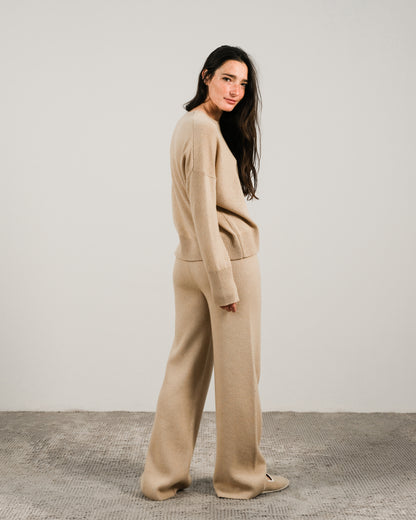 Cashmere Mix Wide Legged Trousers