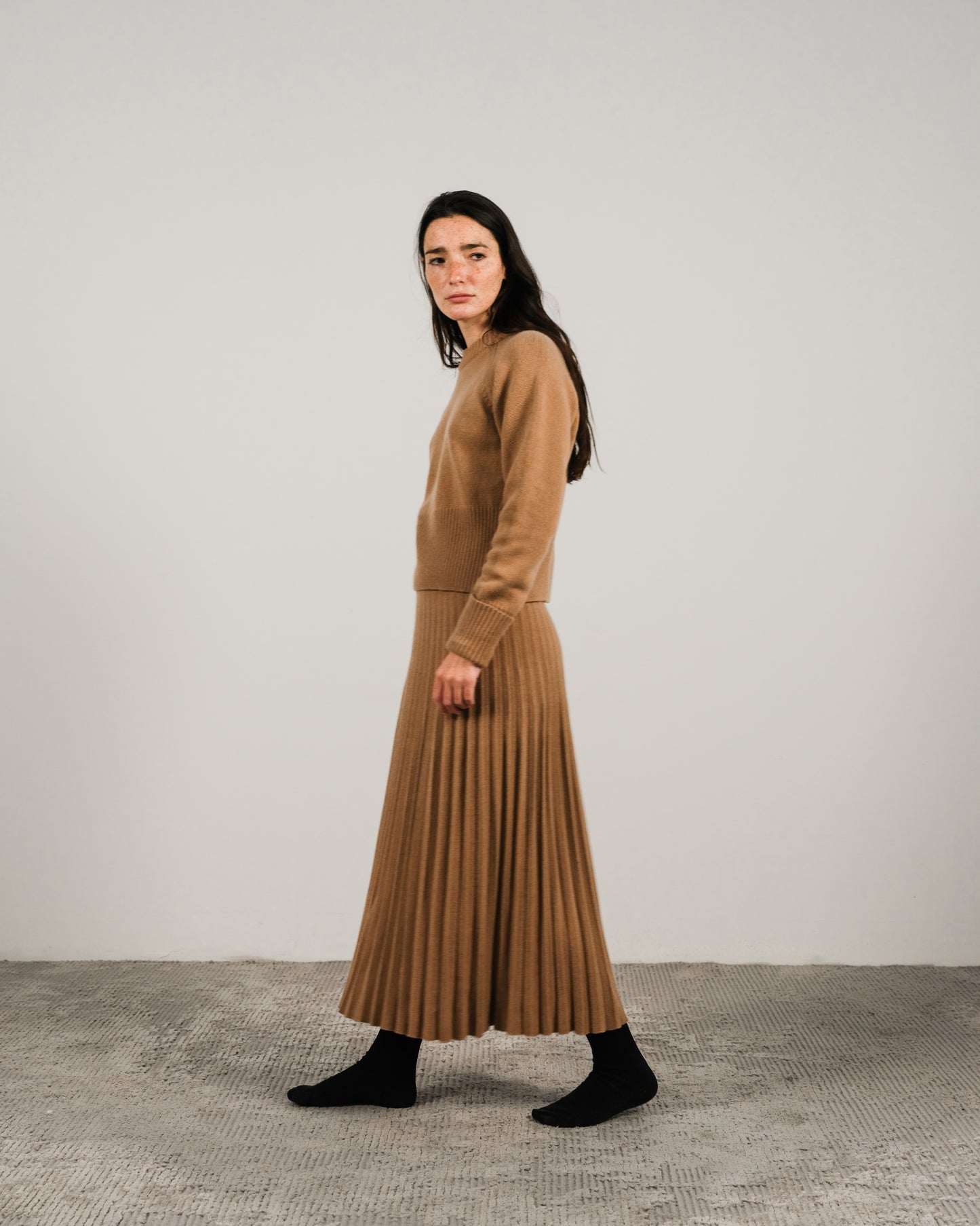 Cashmere Mix Plissè Skirt