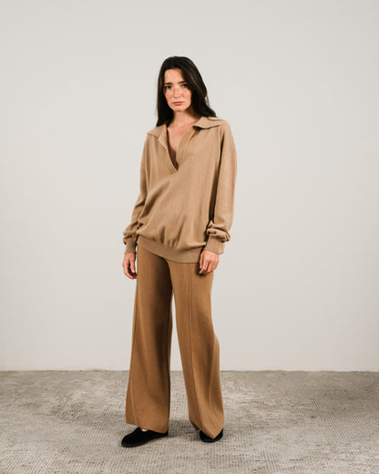 Cashmere Mix Wide Legged Trousers