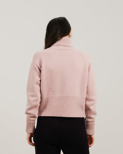 Cashmere Mix Roll-Up Cuff Turtleneck Sweater