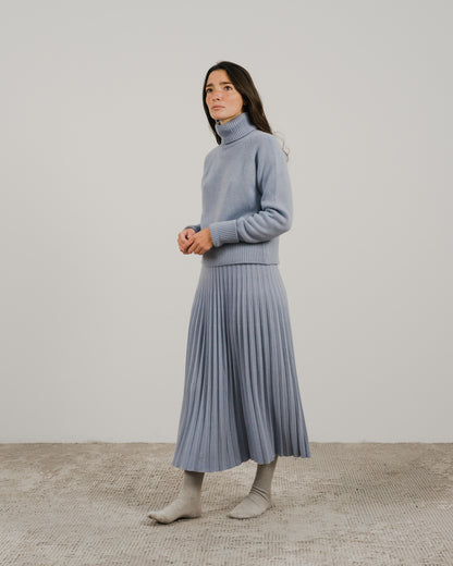 Cashmere Mix Roll-Up Cuff Turtleneck Sweater