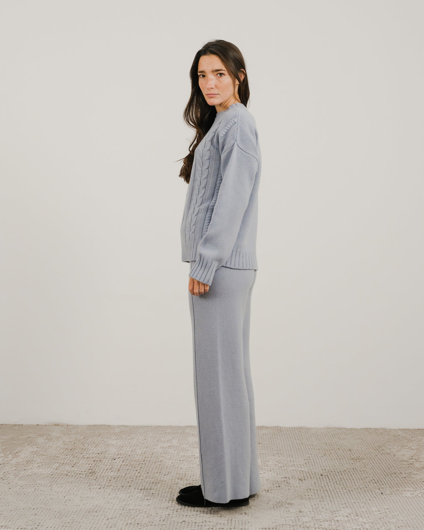 Cashmere Mix Wide Legged Trousers