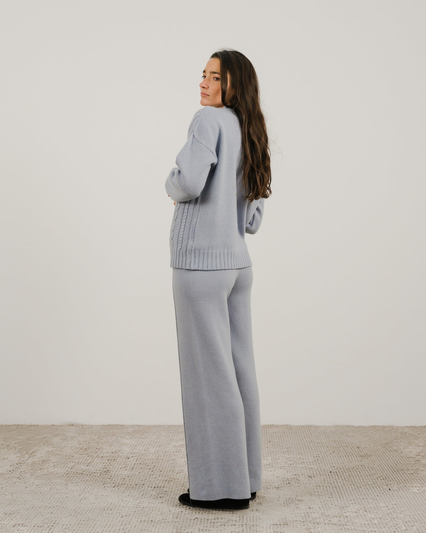 Cashmere Mix Wide Legged Trousers